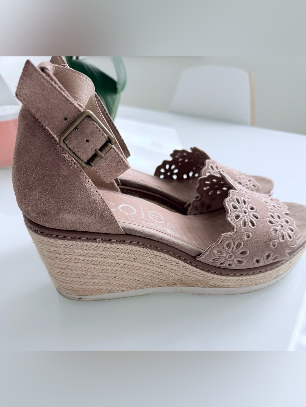 Nicole Nice Espadrille Wedge Sandal Nude size 8.5 - Picture 6 of 9
